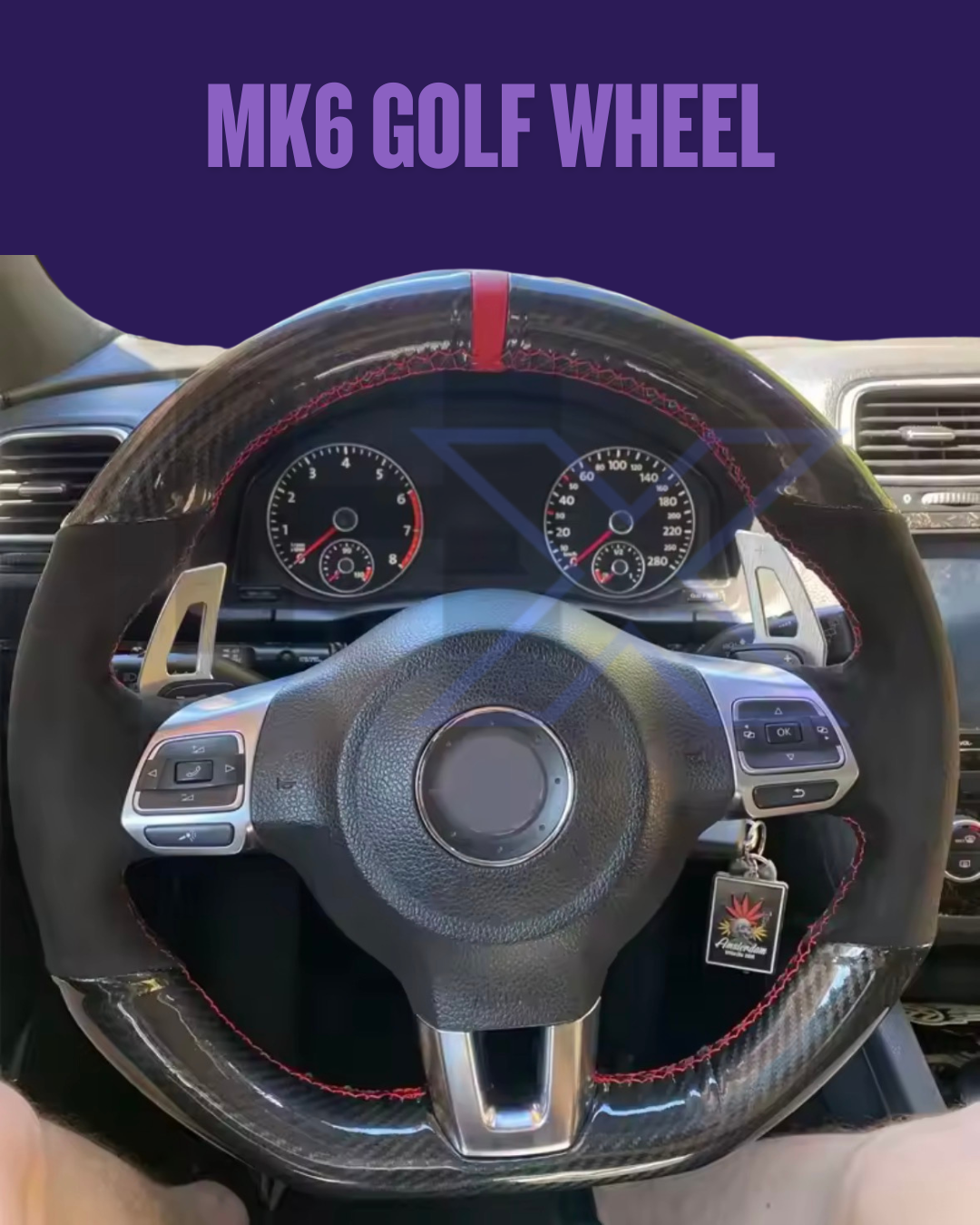 BESPOKE STEERING WHEEL COVER FOR VOLKSWAGEN GOLF MK6: GTI, R