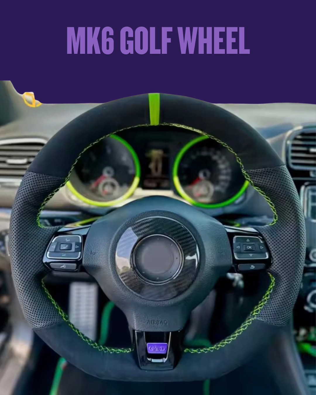 BESPOKE STEERING WHEEL COVER FOR VOLKSWAGEN GOLF MK6: GTI, R