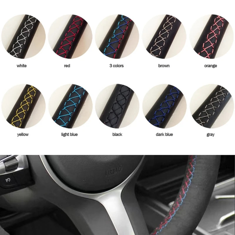 Suede Leather Car Steering Wheel Cover For BMW F Series Wheel