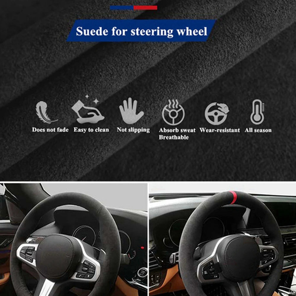 Suede Leather Car Steering Wheel Cover For BMW F Series Wheel