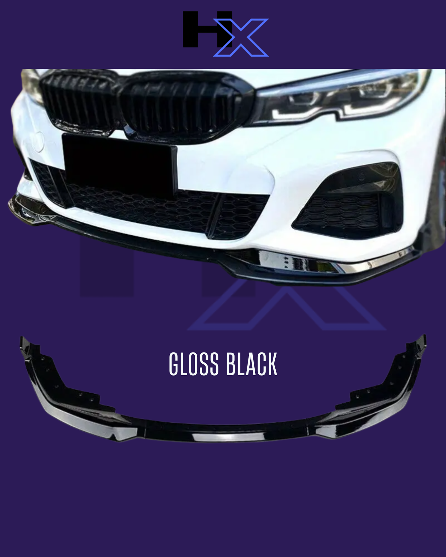 FOR BMW 3 SERIES G20 G21 3 PCS FRONT LIP BUMPER SPLITTER M SPORT GLOSS 2019-2022