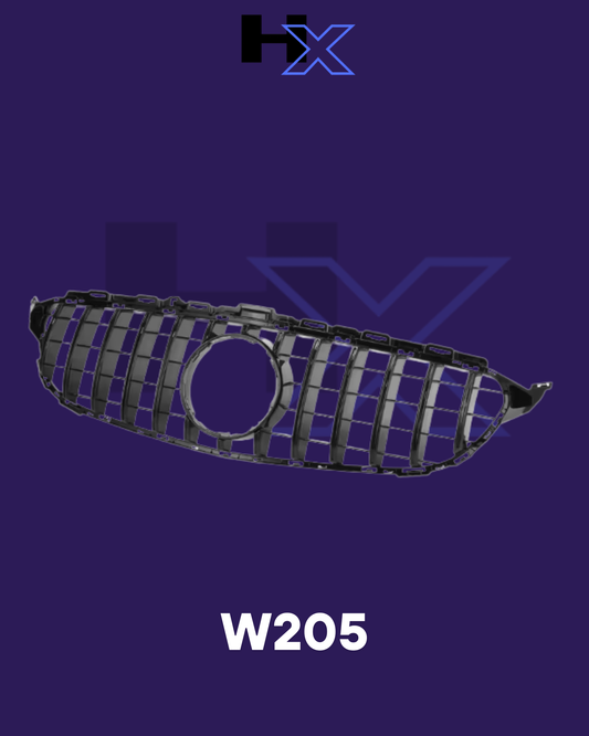 FOR MERCEDES C CLASS W205 GT STYLE GRILLE - GLOSS BLACK