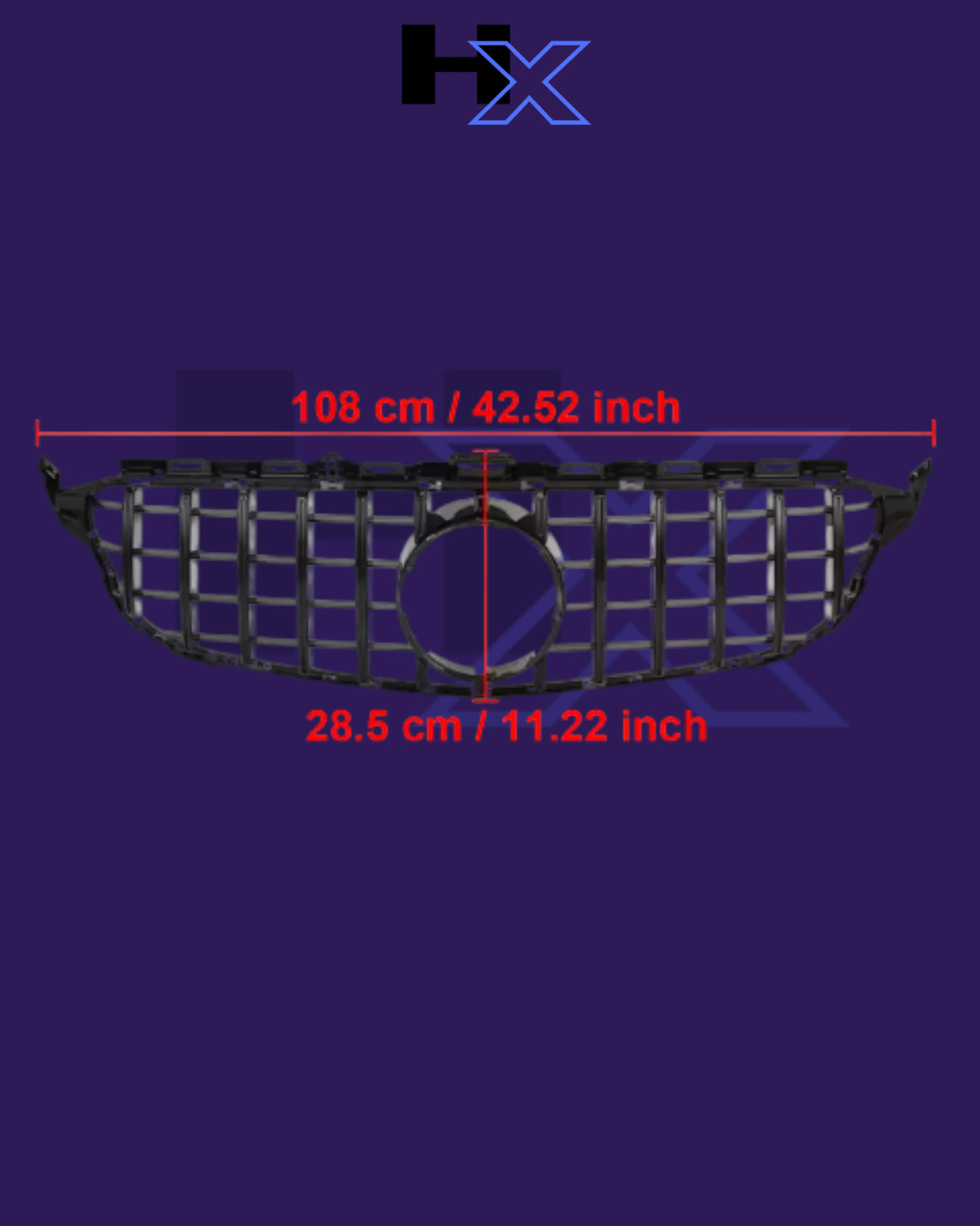 FOR MERCEDES C CLASS W205 GT STYLE GRILLE - GLOSS BLACK